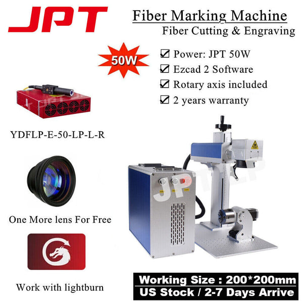 50W JPT LP Fiber Laser Marking Machine 200*200mm Rotation For Metal US Stock