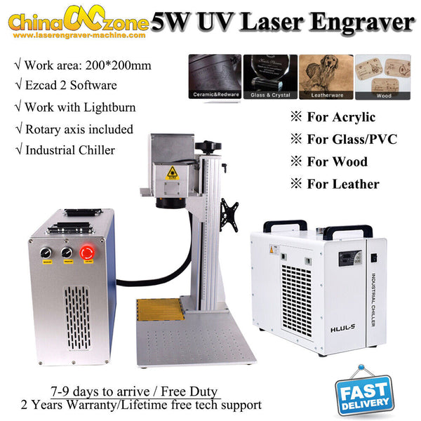 5W UV Laser Marking Engraver Machine CRS LaserSource For Glass Metal Chiller