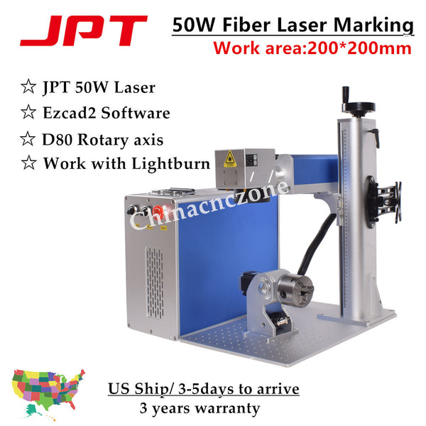 JPT 50W LP 200*200mm Fiber Laser Marking Cutting Machine JCZBoard Rotary Axis US