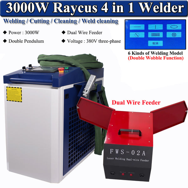Raycus 3000W Fiber Laser Welding Machine Double Pendulum Dual Wire feeder 380V