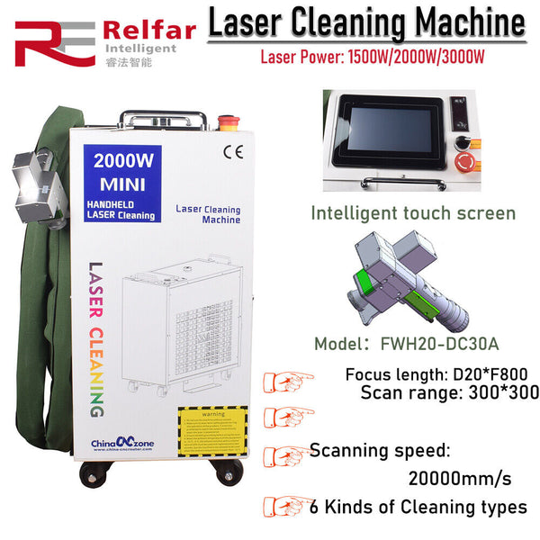 1500W/2000W/3000W Laser Cleaning Machine Remove Oil Paint Rust Removal Tool US