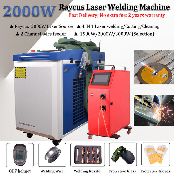 Raycus 2000W Fiber Laser Welding/Cleaning/Cutting 4 IN1 Machine 2 Channel Feeder