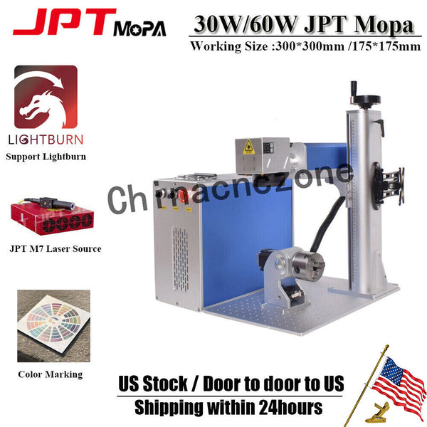 30W JPT M7 Mopa 300*300mm/175 Fiber Laser Marking Machine Color Marking Rotation