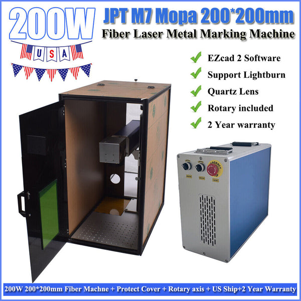 200W JPT Mopa 200mm Fiber Laser Color Marking Machine For Metal & Protect Cover
