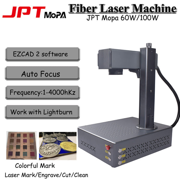 JPT Mopa Fiber Laser Mark Engraver 60W/100W Laser Marking Auto Focus Rotary axis