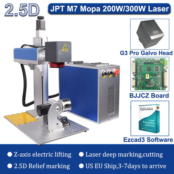 JPT Mopa 300W 2.5D Fiber Laser Marking CuttingMachine Ezcad3 Motorized Z Fit US