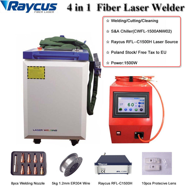 【US Stock】Raycus 4 in 1 CWFL 1500W Fiber Laser Welding Cleaning Cutting Machine