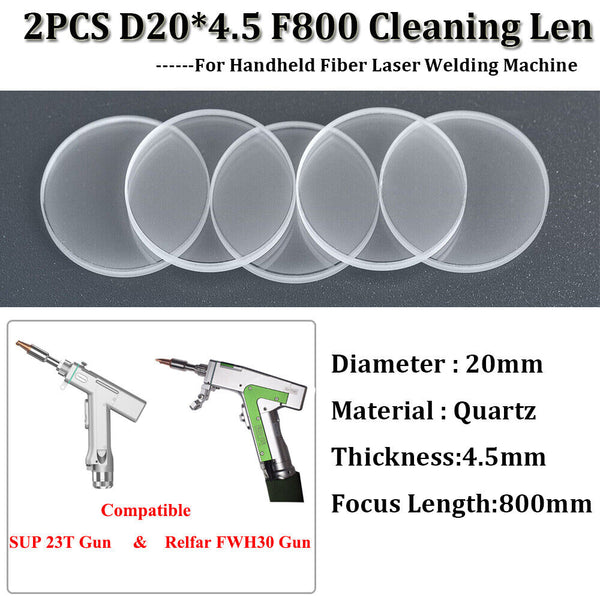2Pcs D20mm 4.5 F800 Cleaning Lens for Sup23T Laser Gun & Relfar FWH30 Laser Gun