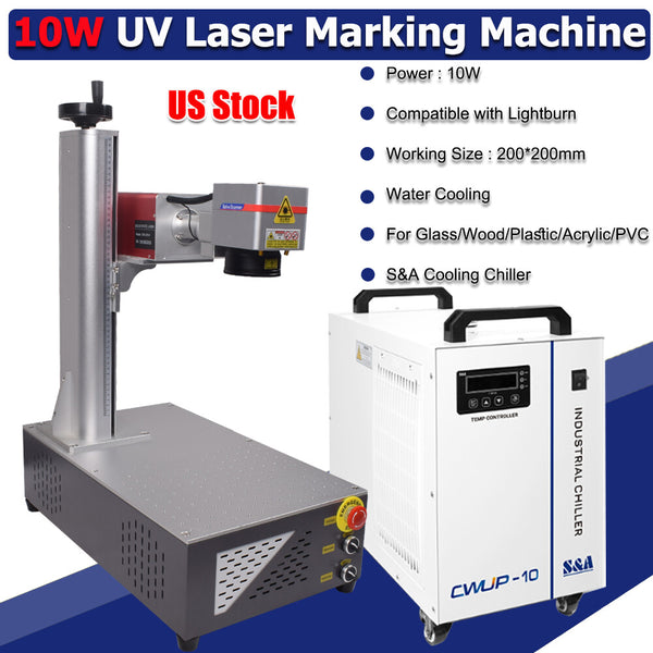 10W UV Laser Marking Engraver Machine For Glass Metal Wood PVC & S&A Chiller US