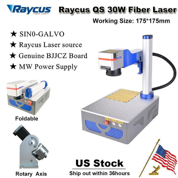 1064nm 30W Raycus QS Fiber Laser Marking Machine 175*175mm For Metal Rotation