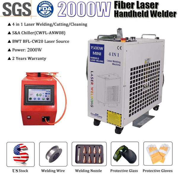 【US Ship】Full 2000W 4 in 1 Fiber Laser Welding Cutting Cleaning Welder Machine