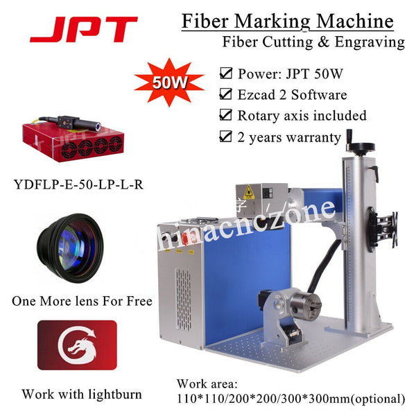 50W JPT LP 200*200mm Fiber Laser Marking/Cutting Machine JCZ Board Rotary Axis