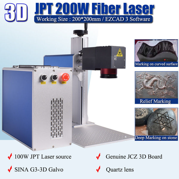 3D 200W JPT MOPA Fiber Laser Marking Machine EZCAD 3 Curved/Relief/Deep Marking