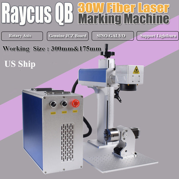 30W Raycus QB 300mm*175mm Fiber Laser Marking Machine Fit Lightburn US Stock