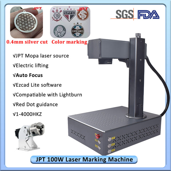 100W JPT Mopa Fiber Laser Engraver Machine Auto Focus Marking Color US