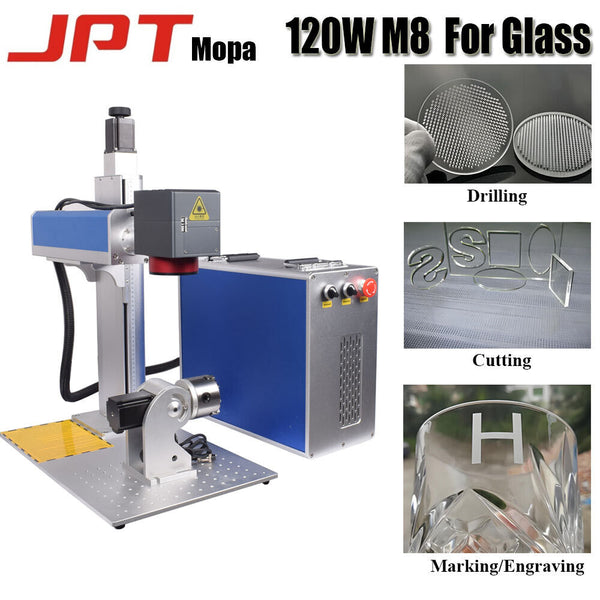 120W JPT M8 MOPA Fiber Laser Marking Machine for Drilling Cutting Engraver Glass