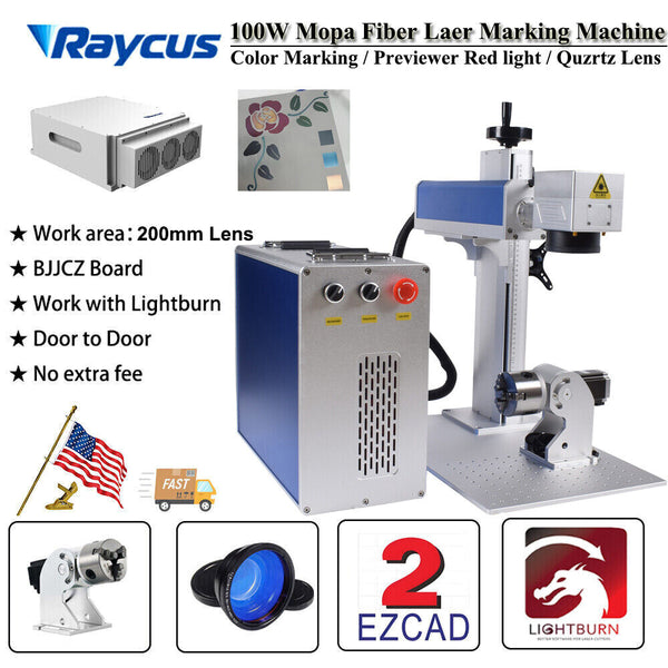 100W Raycus MOPA 200*200mm Fiber Laser Marking Machine Color Marking For Metal