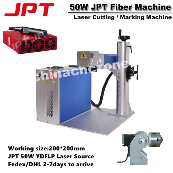 JPT LP 30W/50W Fiber Laser Marking Machine 80mm Rotary Axis 175mm/200mm USA