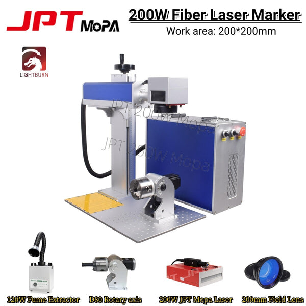 JPT 200W M7 Mopa Fiber Laser Marking Cutter Quartz Len EZCAD For Silver Gold