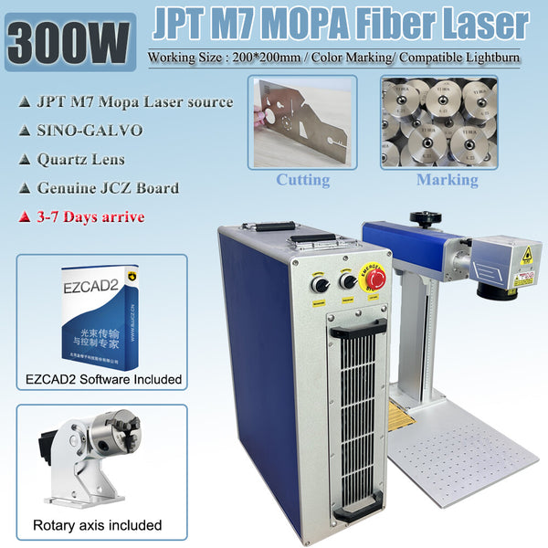 300W JPT M7 200MM Mopa Fiber Laser Marking Engraver Machine Compatible Lightburn