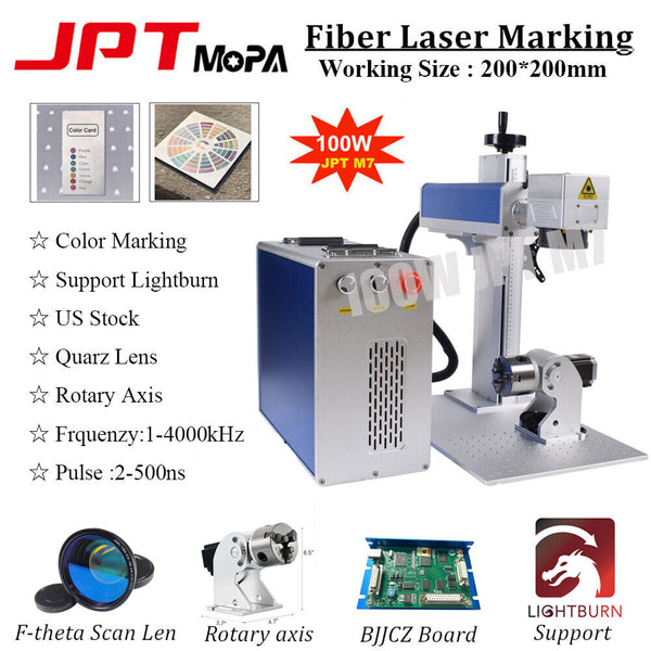 100W JPT M7 Mopa Fiber Laser Marking Machine & Rotation & 120W Air Purer US Ship
