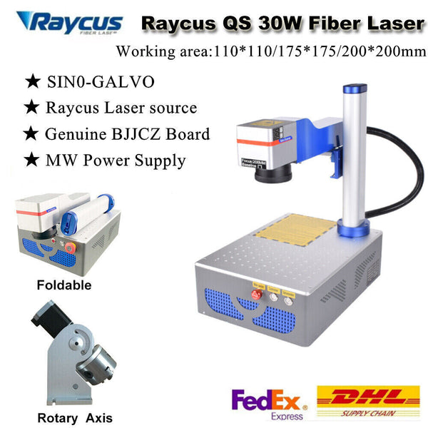 Raycus 30W Fiber Laser Marking Machine Rotary Axis Metal Steel Marking Ezcad 2