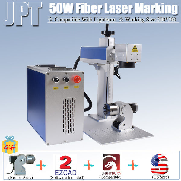 【US Ship】50W JPT Fiber Laser Marking Machine 200*200mm Rotation Fit Lightburn