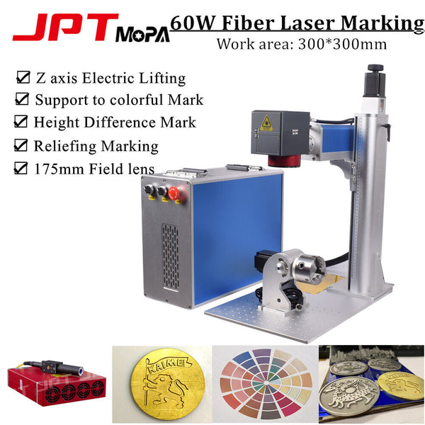 2.5D JPT Mopa 60W Fiber Laser Engraver Laser Marking Machine EZCAD3.0 Electric Z