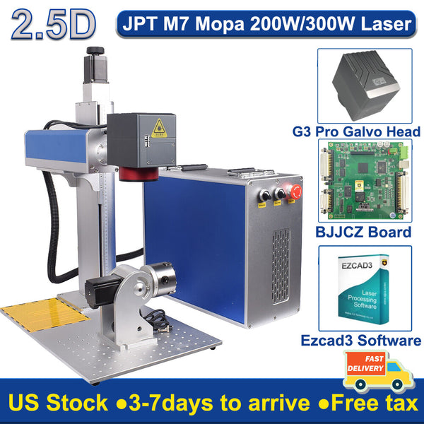 2.5D 100W 200W 300W JPT Mopa M7 Fiber Laser Marking Engraving Machine EZCAD 3